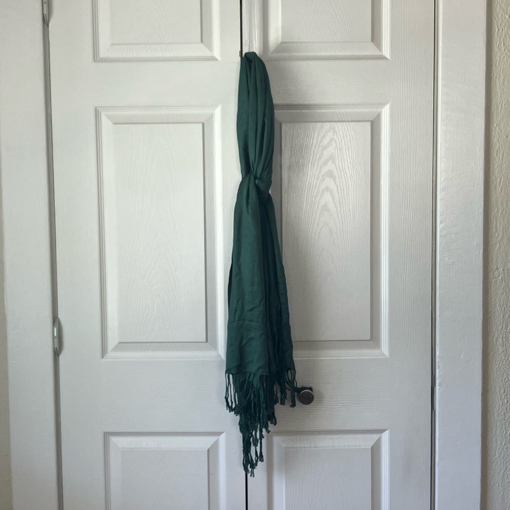 Dark Green 100% Cashmere Pashmina Scarf w/Fringe NEW - Picture 12 of 12